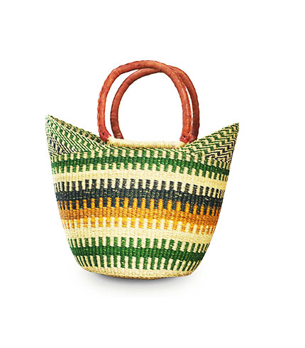 Green Hand-Woven Shopping Basket