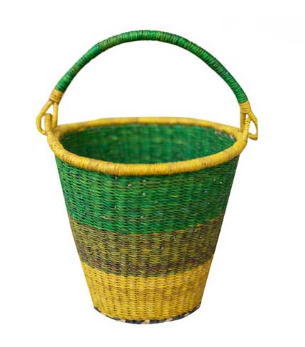 Hand Woven Basket - Green & Yellow