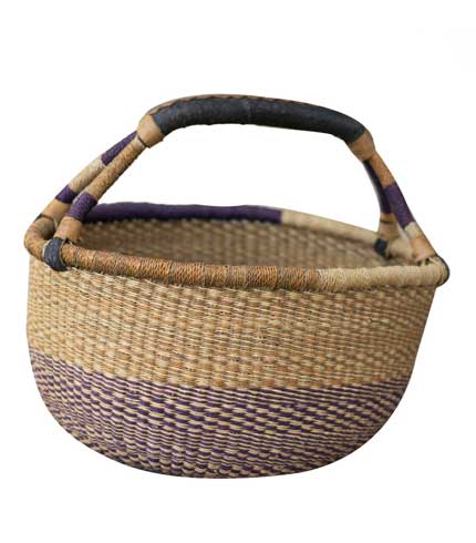 Hand Woven Basket - Brown & Violet