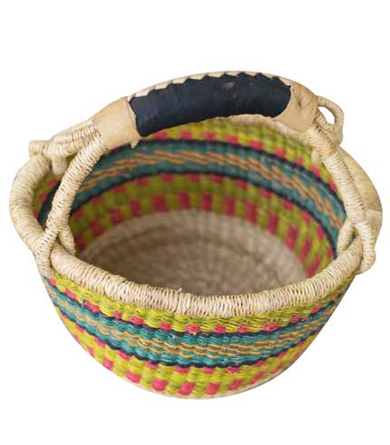 Hand Woven Basket - Lemon Green Design