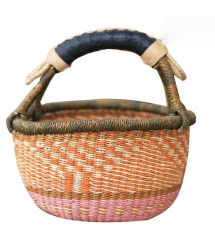 Hand Woven Basket - Orange Design