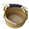 Yellow & Brown Hand-Woven Basket