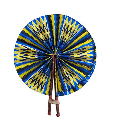 African Print Hand Fan - Blue