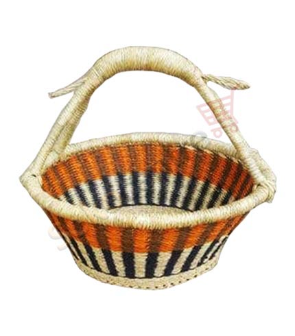 Orange Design Hand-Woven Basket