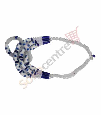 White & Blue Beaded Necklace and Bracelet