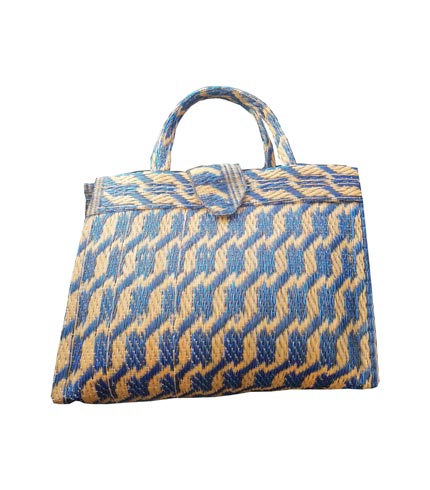 Yellow & Blue Handwoven Shopping Handbag