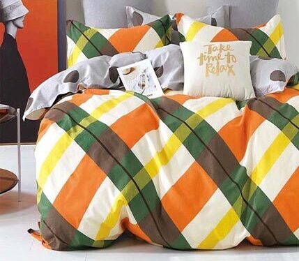 Orange & Green Kingsize Bedsheet Set