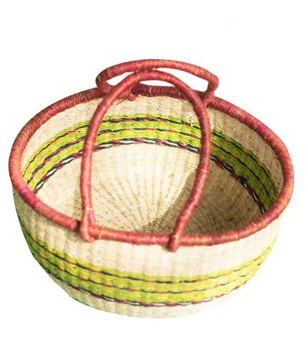Green Stripped Hand Woven Basket