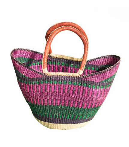 Hand Woven Ladies Bag - Pink & Green
