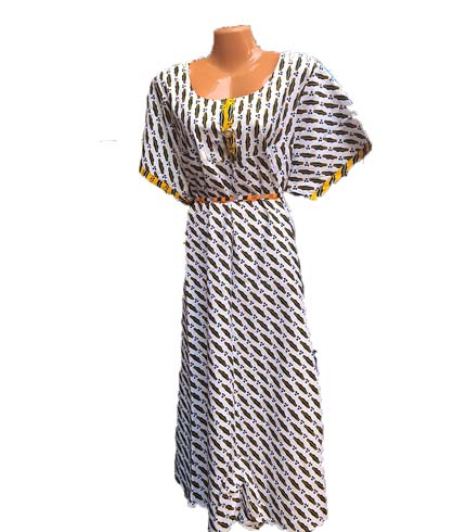 African Print Dress - White Design