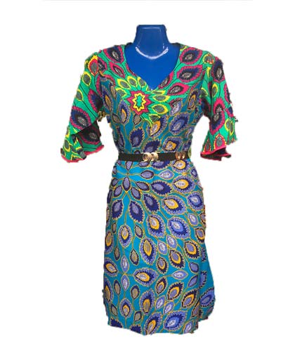 African Print Dress - Blue Design