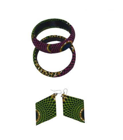 Green African Print Bangles & Earrings