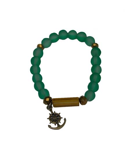 African Beaded Bracelet - Green