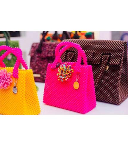 Pink Beaded Designer Ladies Bag