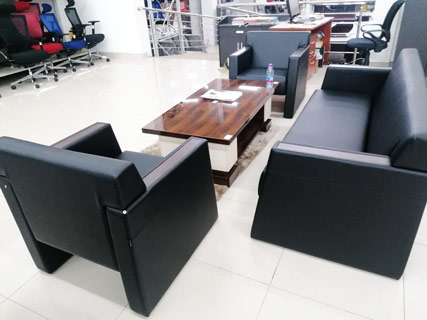 Black Leather Furniture Set