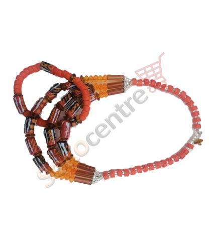 Beaded Necklace and Bracelet - Orange
