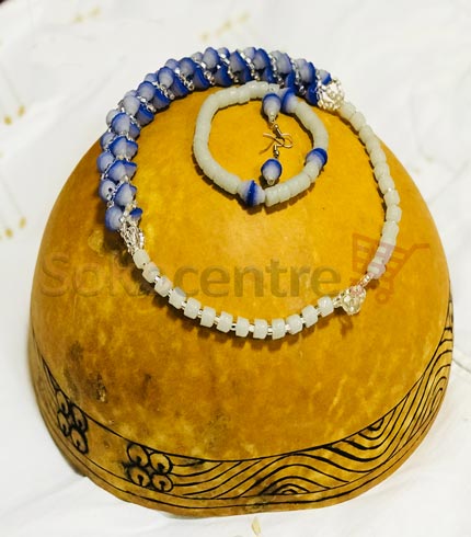 Beaded Necklace, Bracelet and Earrings - Sea Blue