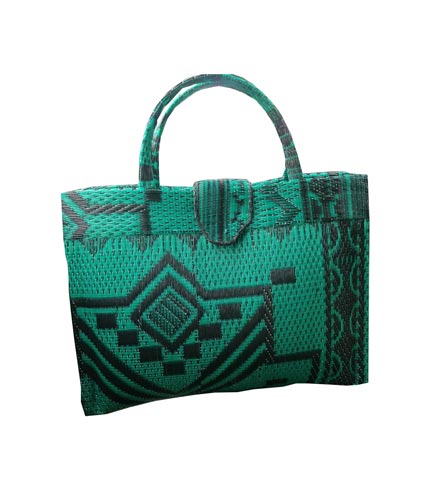 Green Handwoven Shopping Handbag
