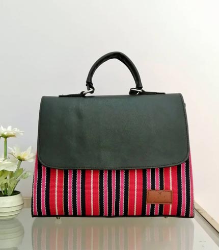 Pink & Red Smock Design Handbag
