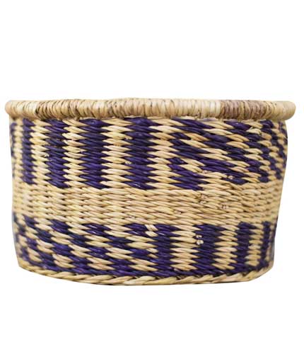 Straw Storage Basket - Blue Design