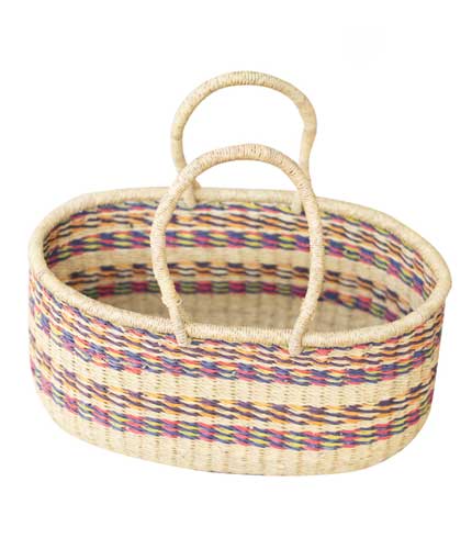 Hand Woven Basket - Violet & Brown