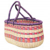 Hand Woven Basket - Pink Stripes