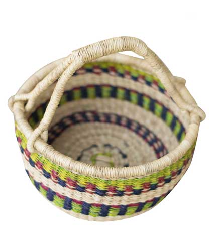 White & Blue Hand-Woven Basket