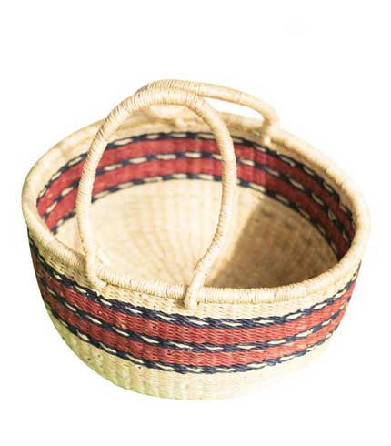 Brown Stripped Hand Woven Basket