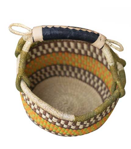 Yellow & Brown Hand-Woven Basket