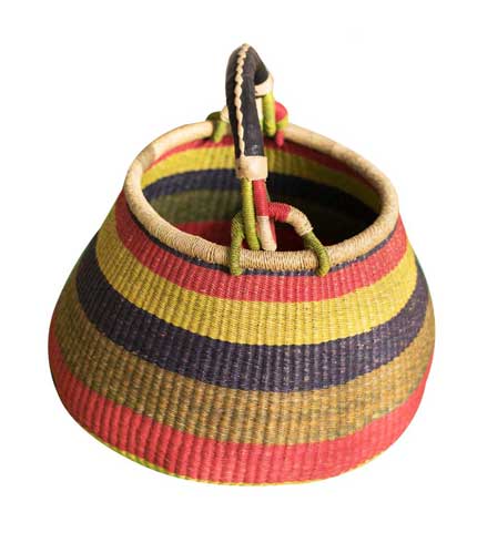 Stripped Hand Woven Basket - Multicoloured