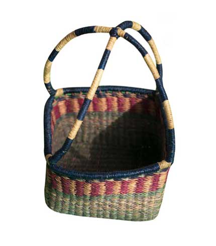 Hand Woven Rectangular Basket - Multicoloured