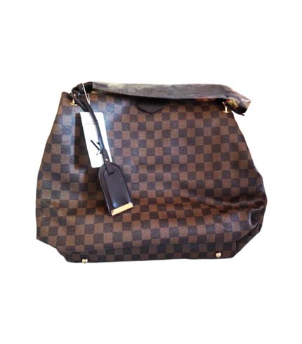 Brown Checkered Ladies Handbag