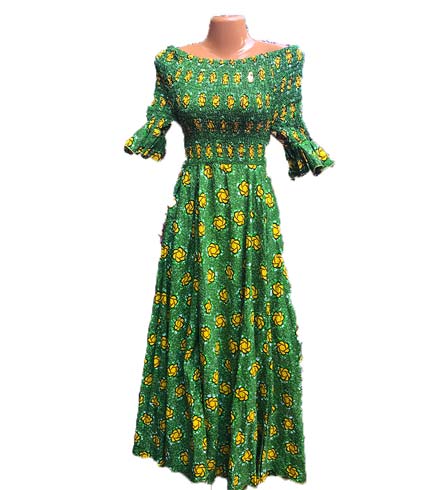 African Print Dress - Green