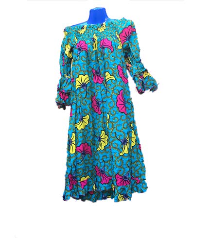 African Print Dress - Sea Blue Design