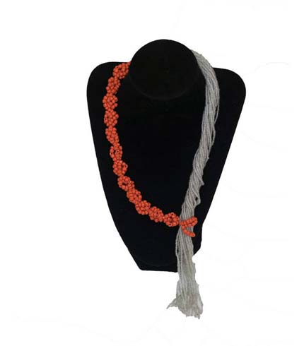 Orange & White Beaded Necklace