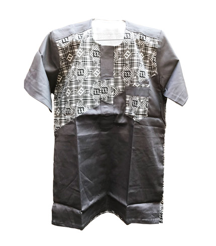 African Print Shirt - Grey Design