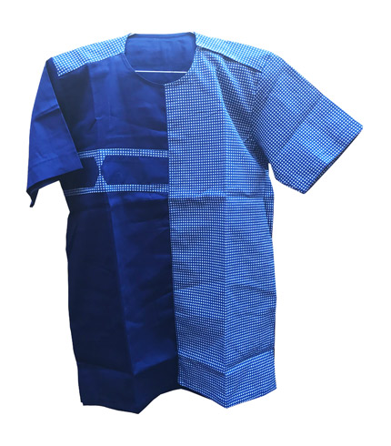 African Print Shirt - Blue Double Shade