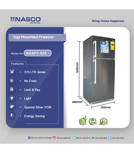 Nasco 430Ltr Top Mount Refrigerator
