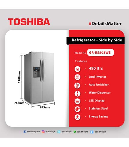 Toshiba 500 Ltrs Side By Side Refrigerator