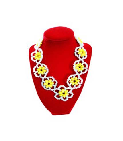 White & Yellow Beaded Necklace
