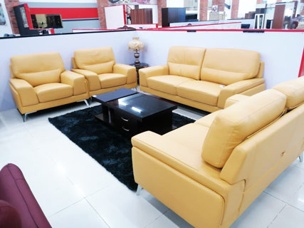Yellow Leather Furniture Set