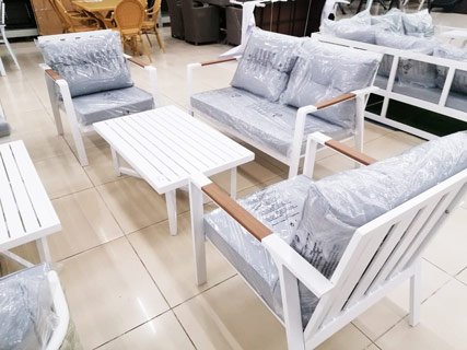 White & Brown Garden Furniture Set