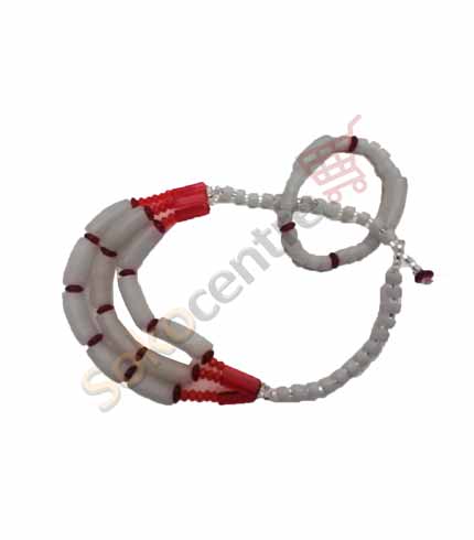 White & Red Beaded Necklace and Bracelet