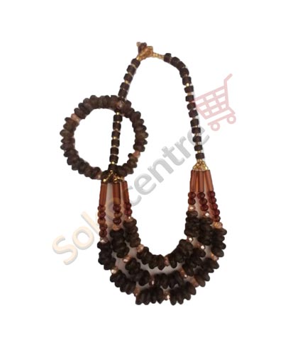 Brown Beaded Necklace and Bracelet