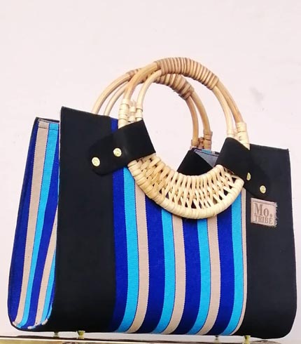 Black & Blue Smock Design Handbag