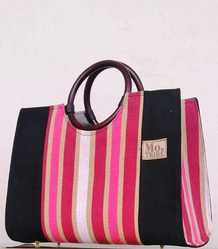 Pink & Cream Smock Design Handbag